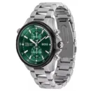 Hugo Boss Men's Chronograph Stainless Steel Watch with Green Dial - HB1513930